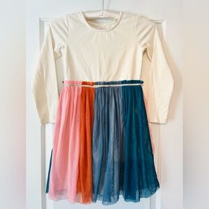 Hanna Andersson Cream and Multicolor Long-Sleeve Dress